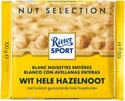 Ritter Sport Wit Hele Hazelnoot tablet 100gr 100 Gram