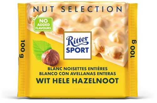 Chocolade Ritter Sport wit-hele hazelnoot 100gr