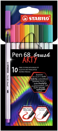 Brushstift STABILO Pen 68/10 Arty 10st assorti 10 Stuk