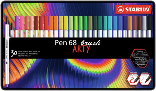 Brushstift STABILO Pen 68/30 Arty ass blik 30st 30 Stuk