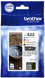 Inktcartridge Brother LC-422VAL zwart 3 kleuren 4 Stuk