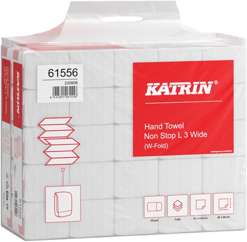 Handdoek Katrin 3laags 240x320mm 25x90 vel wit 25 Stuk-2