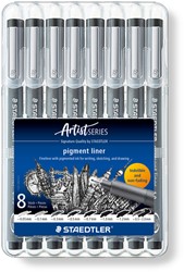 Fineliner Staedtler pigment 308 8 st ass 8 Stuk