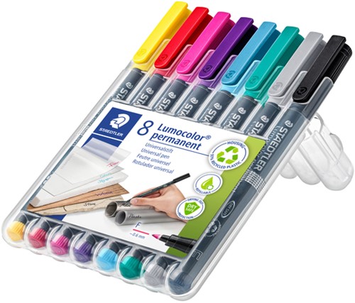 Viltstift Staedtler OHP Lumo F 318 perm 8 st ass 8 Stuk-2