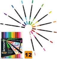 Kleurstift Bic Intensity dual-tip assorti 12 Stuk