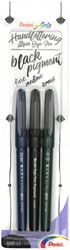 Brushpen Pentel XSESP15 zwart 3 Stuk