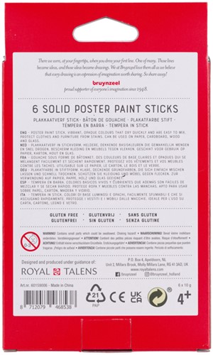 Verfstiften Bruynzeel Kids set 6 basiskleuren 6 Stuk-3