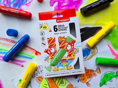 Verfstiften Bruynzeel Kids set 6 basiskleuren 6 Stuk-1