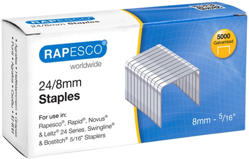 Nieten Rapesco 24 8mm 5000st zilver 5000 Stuk