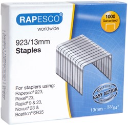 Nieten Rapesco Heavy Duty 923 13mm 1000st zilver 1000 Stuk
