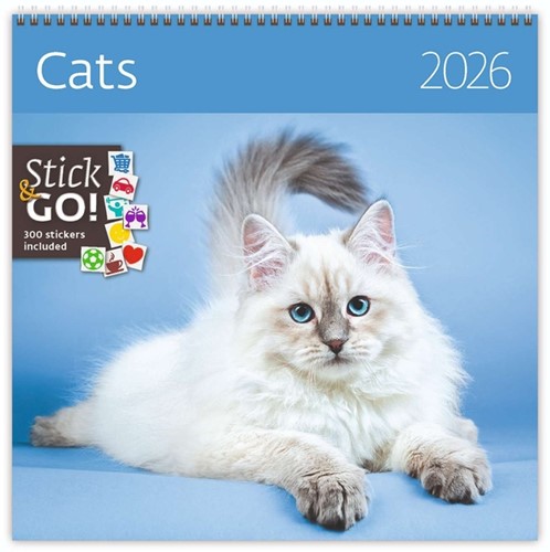 Kalender 2026 30x30cm katten 1 Stuk