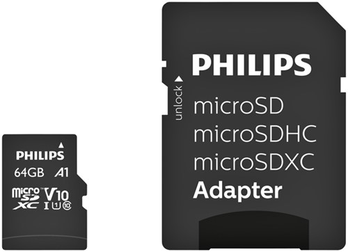 Geheugenkaart Philips micro SDXC 64GB 1 Stuk