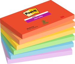 Memoblok Post-it 655 Super Sticky 76x127mm Playful 6 Stuk