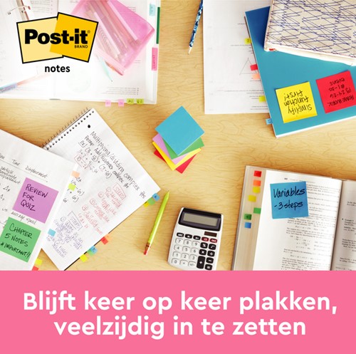 Memoblok Post-it 655 76x127mm gelijnd roze 6 Stuk-1