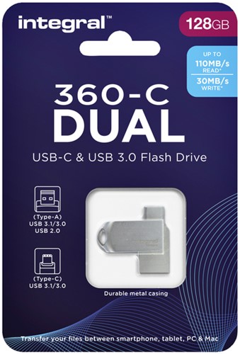 USB-stick Integral 3.0 USB-360-C Dual 128GB 1 Stuk-3