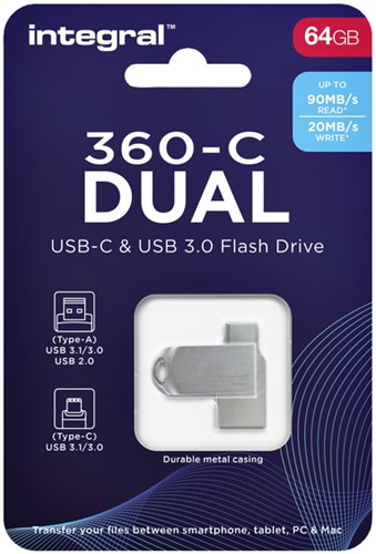 USB-stick Integral 3.0 USB-360-C Dual 64GB 1 Stuk-3