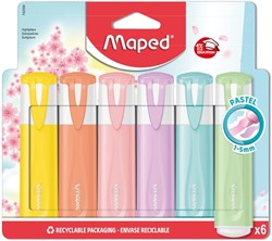 Markeerstift Maped set à 6 pastel kleuren 6 Stuk