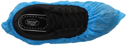 Schoenovertrek CMT 40mu geruwd maat 36-46 CPE blauw 100 stuks-3