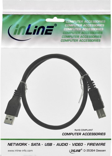 Kabel inLine USB 3.0 A-B 0.5m zwart 1 Stuk-2