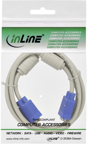 Kabel Inline S VGA 15HD M-M 2 meter beige en blauw 1 Stuk-2