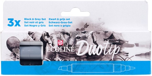 Duotip Talens Ecoline set 3 stuks zwart en grijs 3 Stuk-3