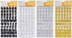Stickers Alfabet glitter zwart wit zilver 3ass 1 Stuk