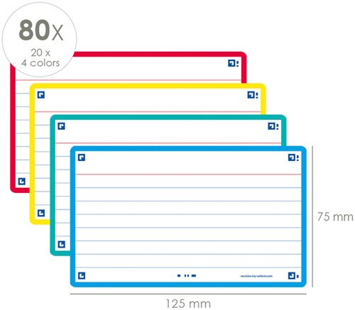 Flashcard Oxf 2.0 75x125mm 80vel 250gr lijn ass 80 Vel-2