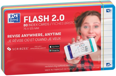 Flashcard Oxf 2.0 75x125mm 80vel 250gr lijn ass 80 Vel-2