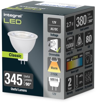 Ledlamp Integral MR16 2700K warm wit 2.7W 380lumen 1 Stuk-2