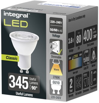 Ledlamp Integral GU10 2700K warm wit 3.6W 400lumen 1 Stuk-2