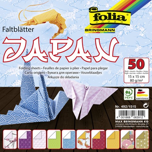 Vouwblaadjes Folia 80gr 15x15cm 50v 2z Japan ass 50 Vel