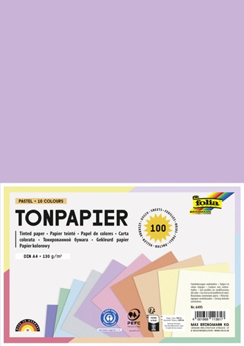Knutselpapier Folia A4 100vel 10 pastelkleuren 100 Vel
