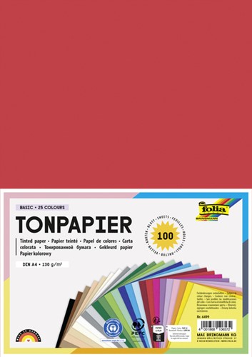 Knutselpapier Folia A4 100vel 25 kleuren 100 Vel