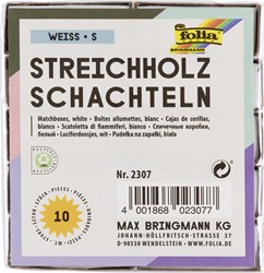 Luciferdoosjes Folia klein 53x37x11mm 10 stuks wit 10 Stuk