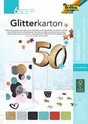 Glitterkarton Folia 174x245mm 6vel basis assorti 6 Vel