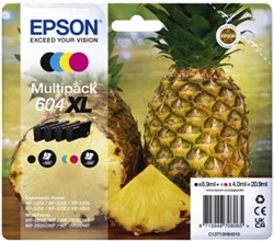Inktcartridge Epson 604XL T10H64 zwart + 3 kleuren 4 Stuk
