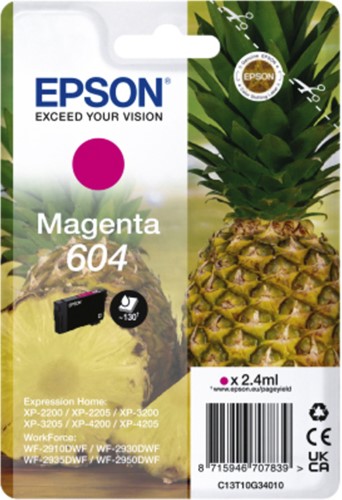 Inktcartridge Epson 604 T10G34 rood 1 Stuk