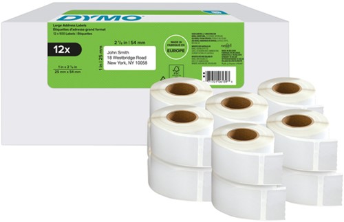 Etiket Dymo LabelWriter adressering 25x54 12st wit 12 Rol-2