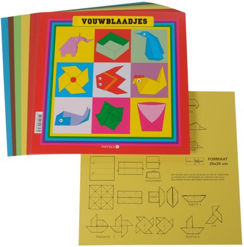 Vouwblaadjes vierkant 20x20cm 65gram assorti 90 vel