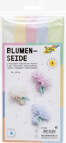 Zijdevloeipapier Folia 50x70cm 20gr iris ass 5vel 5 Vel