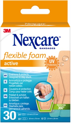 Wondpleister Nexcare active flex foam 30st ass 30 Stuk
