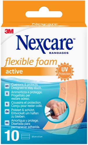 Wondpleister Nexcare active flex foam 6x10cm 10st 10 Stuk
