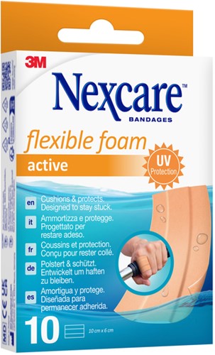 Wondpleister Nexcare active flex foam 6x10cm 10st 10 Stuk-1