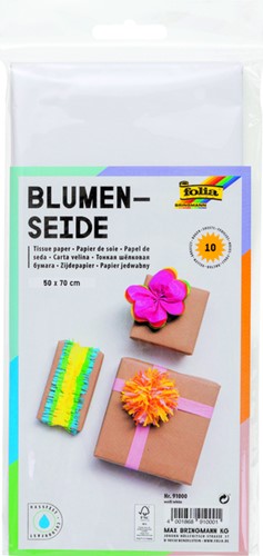 Zijdevloeipapier Folia 50x70cm 20gr nr00 wit 10vel 10 Vel