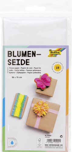 Zijdevloeipapier Folia 50x70cm 20gr nr00 wit 10vel 10 Vel