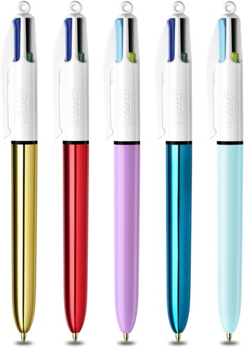 Balpen Bic 4kleuren My Bic in blik M assorti 5 Stuk-2