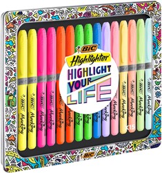 Markeerstift Bic Highlight your life in blik ass 15 Stuk
