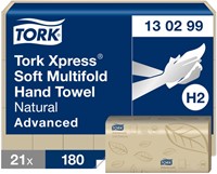 Handdoek Tork H2 Advanced 2laags 213x240mm naturel 21 pak