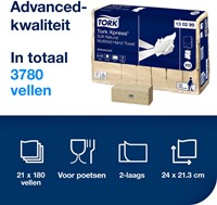 Handdoek Tork H2 Advanced 2laags 213x240mm naturel 21 pak-2