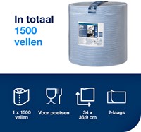 Poetspapier Tork W1 Premium 2laags blauw 130050 510 Meter-1